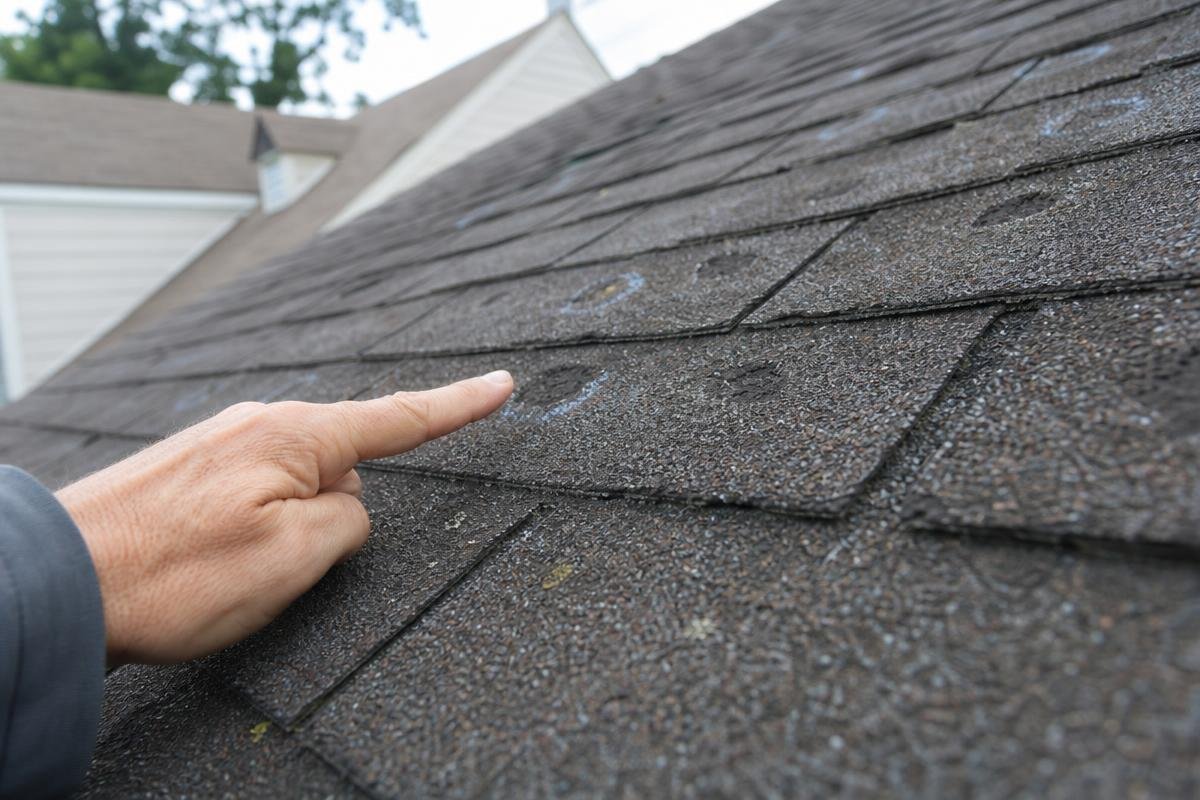 hail damage on roof shingles requiring roof repair in Greer SC