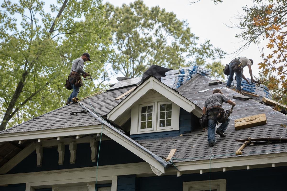 residential roofing Greenville SC replacement on craftsman-style home